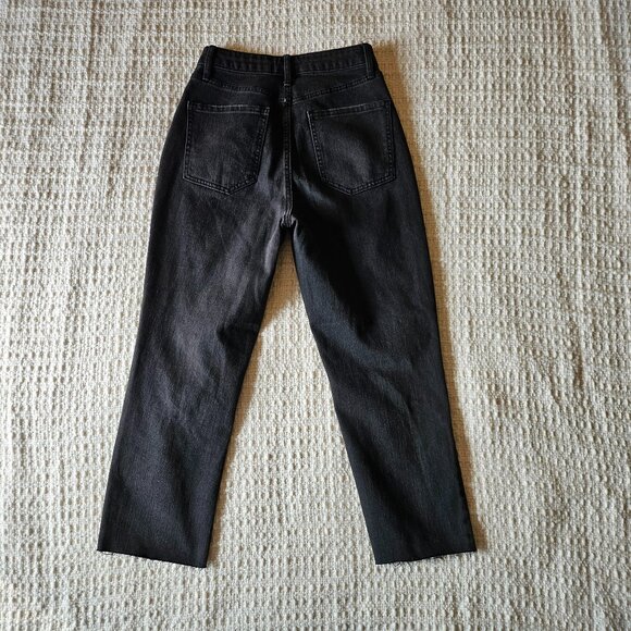 Wild Fable Super High Rise Distressed Slim Straight Jeans - Black Wash - Size 4 - Picture 3 of 4